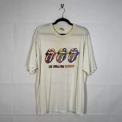 Buy The Rolling Stones Tshirt Mens Vintage 2003 European White Tour Large Discolourd • 17.95£