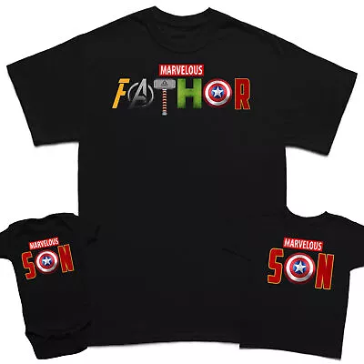 Buy Marvelous Father Fathers Day T-Shirt Son Kids Baby Matching T-Shirts Top #FD • 7.59£