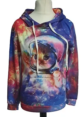 Buy Galaxy Cat Hoodie Space Cosmic Nebula Funny Colourful Milky Way Novelty Jumper S • 13.31£