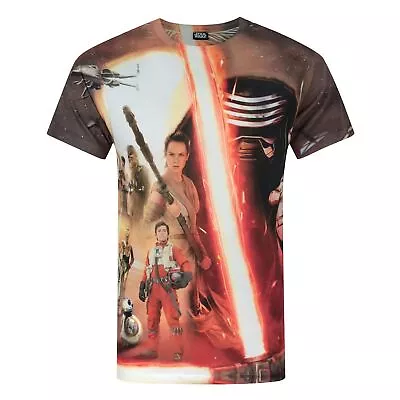 Buy Star Wars Mens Force Awakens Heroes & Villains Sublimation T-Shirt NS4056 • 17.23£