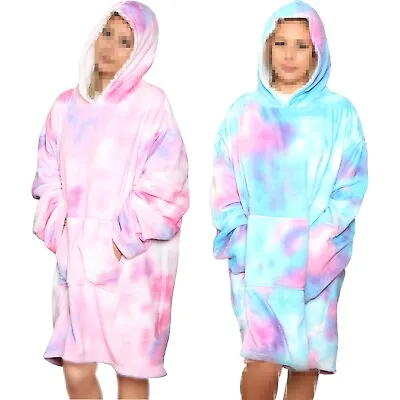 Buy Ladies Oversized Hoodie Tie Dye Snuggle Super Soft Warm Blanket For Women • 13.99£