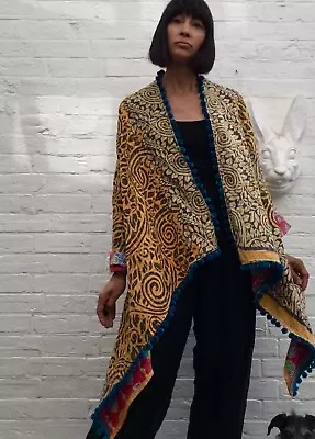 Buy Kantha Jacket Duster Coat Waterfall Upcycled Ethnic Boho Cardigan Wrap • 65£