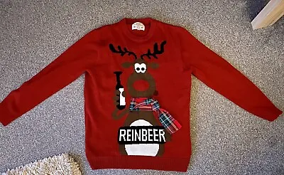 Buy NEXT Men’s Large Burgundy Reindeer Christmas Jumper. • 9£