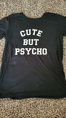 Buy Cute But Psycho Junior's Women's Girl's Black T-Shirt Graphic Print Plus SizeXL  • 13.49£