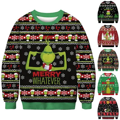 Buy Womens Mens Grinch's Sweater Christmas Jumper Xmas Unisex Sweatshirt Pullover • 13.79£