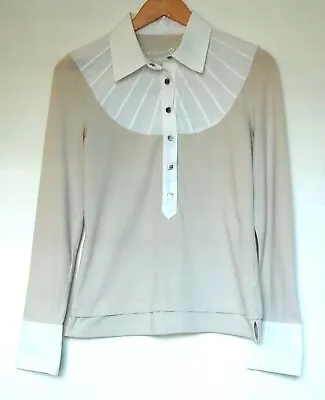 Buy Karen Millen Rugby Style T-Shirt Long Sleeved  Beige And White Size 14 • 12£