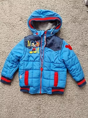 Buy Boys Mickey Mouse Puffer Jacket Age 3 • 10£