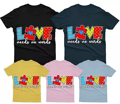 Buy Love Needs No Words Autism Awareness Day Promoting Love Acceptance T-Shirt #AD1 • 6.99£