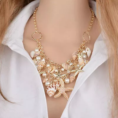 Buy Ocean Shell Pearl Necklace Jewellery Gift Idea Beach Starfish Sea Mermaid • 7.03£