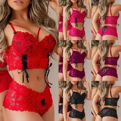Buy Womens Sexy Lace Lingerie Outfits Ladies Push Up Bra Panties Set Underwear Suit • 7.49£