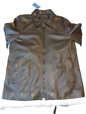 Buy PRADA Men's Dark Brown Leather Jacket Size 56 Brand New Never Worn • 350£