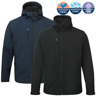 Buy Mens Hooded Soft Shell Fleece Lined Waterproof Windproof Outdoor Work Jacket SZ • 21.95£