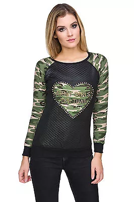 Buy Ladies Casual Camouflage Army Crew Neck Long Sleeve Military Sweatshirt FZ94 • 9.99£