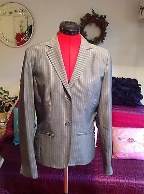 Buy Stylish KENAR Grey Pinstripe Jacket, Blazer UK 8 Vgc, 25  Long • 14.99£