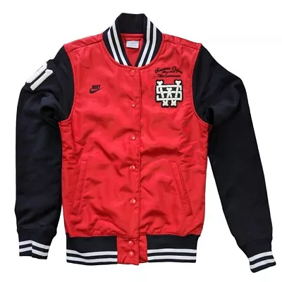 Buy Nike Beaverton Oregon Ladies Red Black Varsity Bomber Jacket Extra Small • 25£