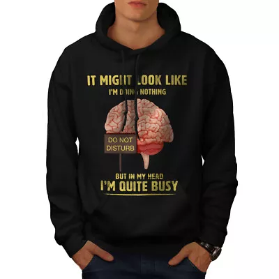 Buy Wellcoda Brains Busy Mens Hoodie, Do Not Disturb Casual Hooded Sweatshirt • 25.99£