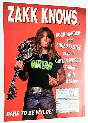 Buy Zakk Wylde / 1991 Guitar World T Shirt Order Form Magazine Print Advertisement • 12.54£