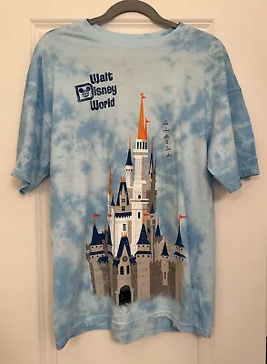 Buy Walt Disney World Parks Cinderella Castle Blue Tie Dye T-shirt - Size SMALL • 18.89£