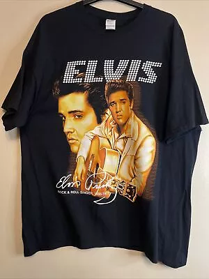 Buy Elvis Presley Signature Rock And Roll Collectable Black T Shirt Size XL Uk NEW • 9.99£