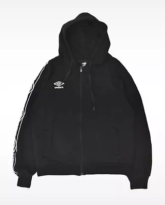 Buy UMBRO Hoodie Mens Black Zipper Hooded Sweatshirt Jumper Fits Like XL • 25£