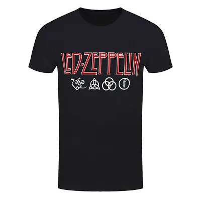 Buy Led Zeppelin T-Shirt Logos & Symbols Rock Band New Black Official • 15.95£