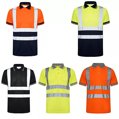 Buy Hi Viz Vis Polo T-Shirt Top High Visibility Safety Security Work Wear Tee Shirts • 7.99£