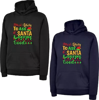 Buy Merry Christmas Hoodie Santa Define Good Reindeer Christmas Presents Xmas Top • 18.99£