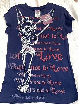 Buy NWT Disney Fairy Peter Pan Tinkerbell Navy Blue T-shirt Size Small • 9.65£