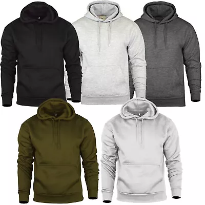 Buy Mens Pullover Hoodie Fleece Hooded Sweatshirt Top Plain Hoody Jumper S To 5XL • 13.29£