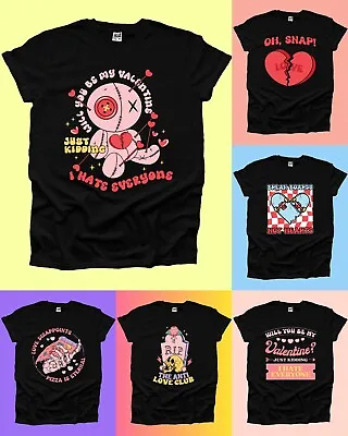 Buy Cute Psycho Skull Tshirt Men's Woman Valentine Goth Pizza Skateboard Love Horror • 9.99£