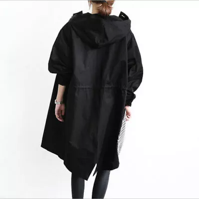 Buy UK Women Oversized Hooded Windbreaker Fashion Long Jacket Loose Coat Trench Coat • 18.55£