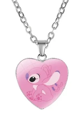 Buy Lilo Stitch Love Merch Necklace Chain Pendant Necklace Pink Manga Cosplay  • 9.41£