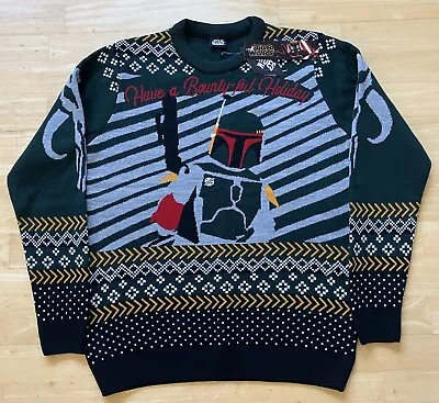 Buy Medium 42  Star Wars Boba Fett Mandalorian Ugly Christmas Jumper Sweater Disney • 39.99£