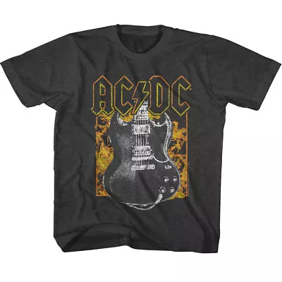 Buy ACDC Guitar & Flames Youth T Shirt 2T-YXL Heavy Metal Band Music Merch • 17.72£