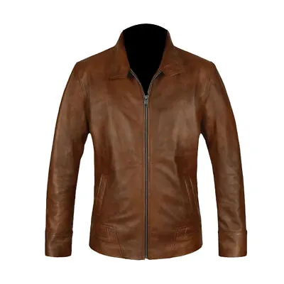 Buy PLUS SIZES Men Biker Leather Jacket Genuine Zipped Motorcycle Style Leather Coat • 95.99£