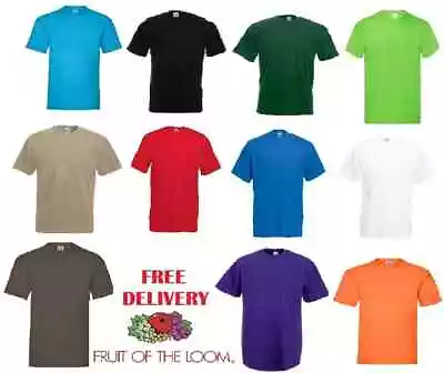 Buy 1,3,5 Pack T-Shirt Fruit Of The Loom 100% Cotton Plain Blank Men's Women VARIOUS • 4.99£