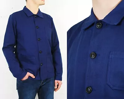 Buy 60s Style French Navy Blue Cotton Twill Canvas Chore Worker Jacket - All Sizes  • 59.95£