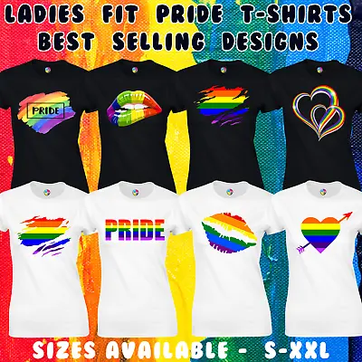 Buy Ladies Pride T Shirts Womens Top Lgbtq Gay Lesbian Rainbow Flag Gay Pride Women • 8.99£