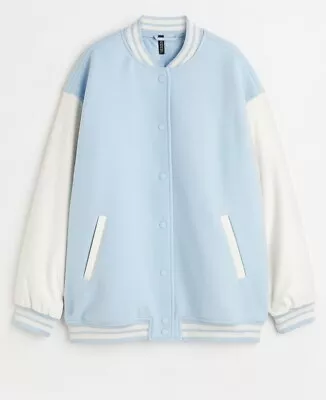 Buy H&M Ladies Blue Baseball Jacket Size M (14-18) Rrp £44.00 • 27£