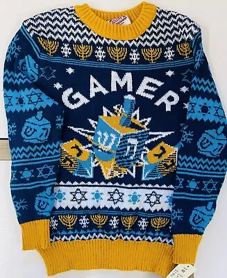 Buy Holiday Gamer Sweater Dreidel Blue Size Extra Small Boys NWT • 7.84£