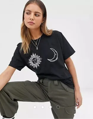 Buy Reclaimed Vintage Inspired Sun And Moon Faces Print T-shirt In Black- Medium • 8.99£