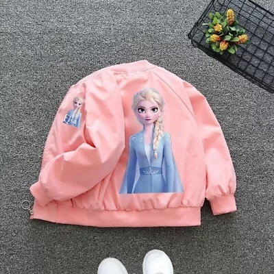 Buy Spring Autumn Kids Girls Elsa Princess Printed Jacket Long Sleeve Outerwear 2-8Y • 10.79£