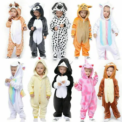 Buy Kids Boys Girls Kigurumi Animal Cosplay Costume Pajamas Sleepwear Xmas Jumpsuit • 28.79£