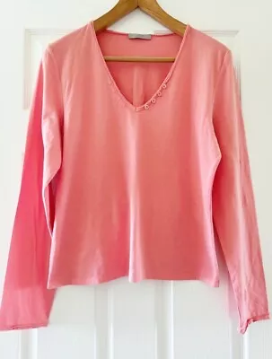 Buy Wrap London 100% Cotton T-shirt Top In Coral, Pretty Buttons, Size 18, BNWOT • 14.99£