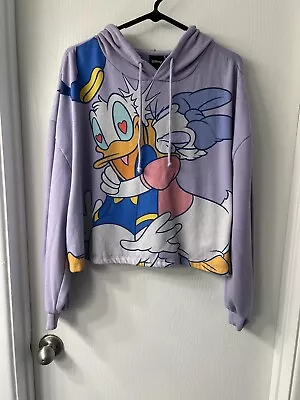 Buy Donald Duck And Daisy Crop Top Hoodie Large • 38.43£