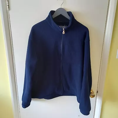 Buy Vintage Lands End Full Zip Navy Blue Fleece Jacket Mens Size Large Made In USA  • 19.95£