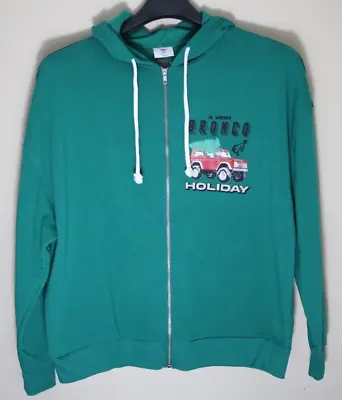 Buy Women's Ford Bronco Zip Up Graphic Hoodie Green Size XL Christmas Tree Truck • 14.36£