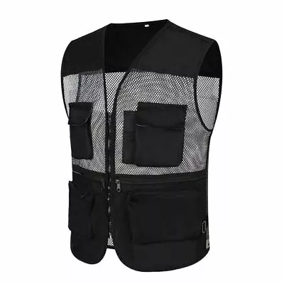 Buy Mens Waistcoat Multi Pocket Mesh Vest Jacket Adult Fishing Camping Hiking Gilet • 11.88£
