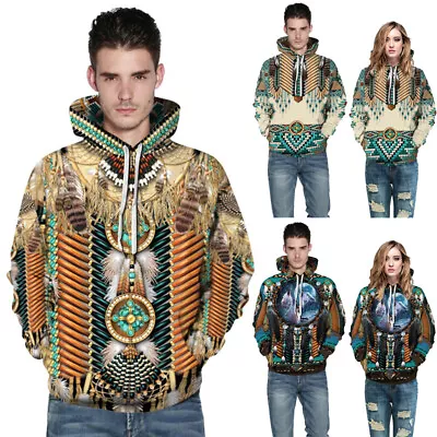 Buy Indian Native Chief Tribal Totem Ethnic Hippie Men Women Hoodie Pullover Jackets • 18.24£