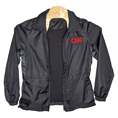 Buy CNN Windbreaker Jacket Womens Medium Port Authority Hidden Hood *MISSING ZIPPER* • 16.02£